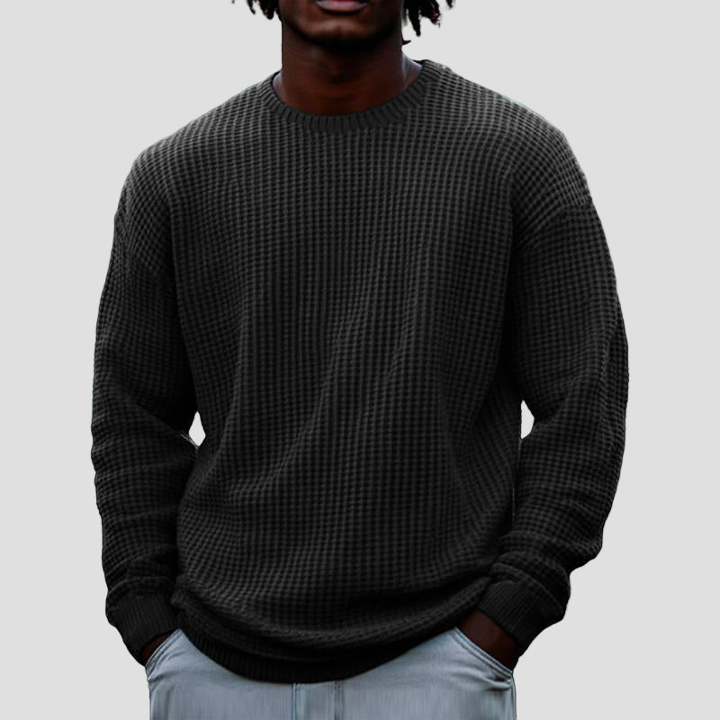 Men’s Solid Waffle Crewneck Sweatshirt