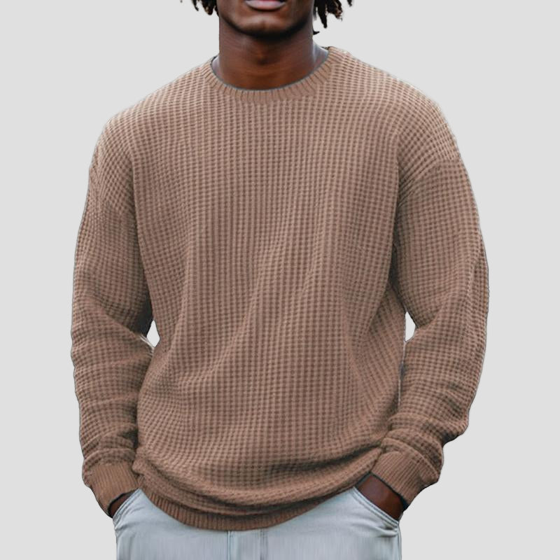 Men’s Solid Waffle Crewneck Sweatshirt