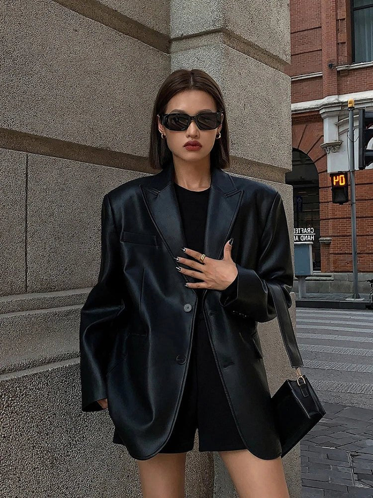 Charice Oversized Leather Blazer