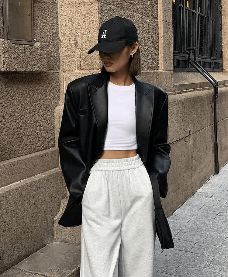 Charice Oversized Leather Blazer