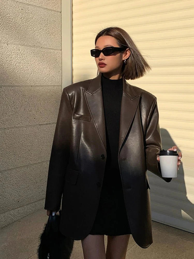 Charice Oversized Leather Blazer