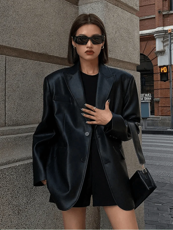 Charice Oversized Leather Blazer
