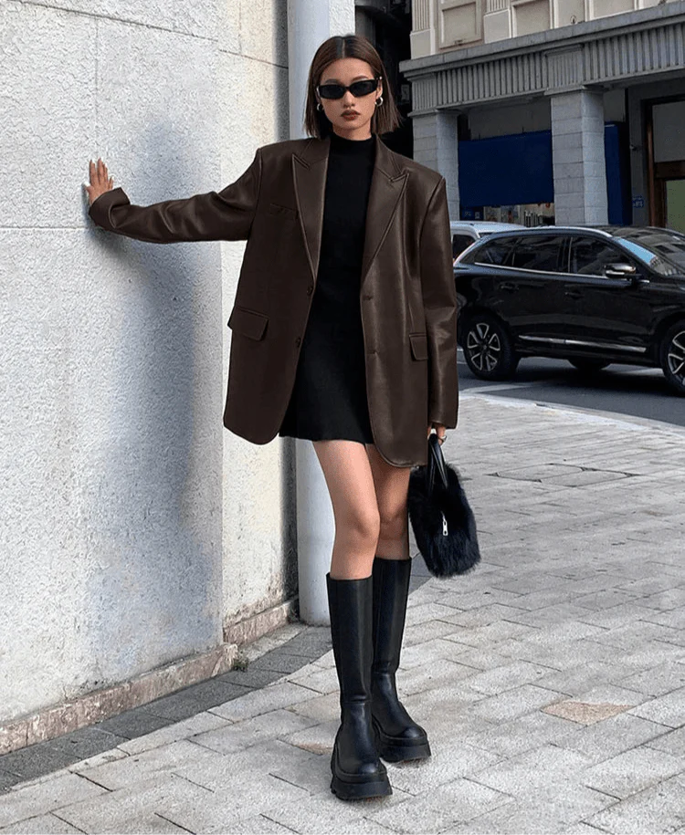 Charice Oversized Leather Blazer