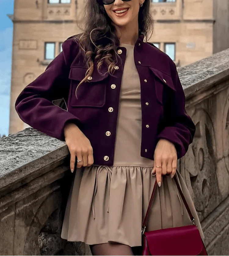 Leah Bomber Jacket with Golden Details