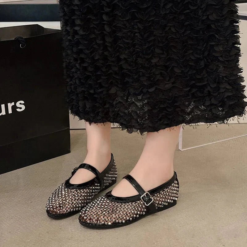 Nora Rhinestone Mesh Ballerina Shoes